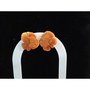 Vintage Wood Clip On Earrings - Wood Unknown